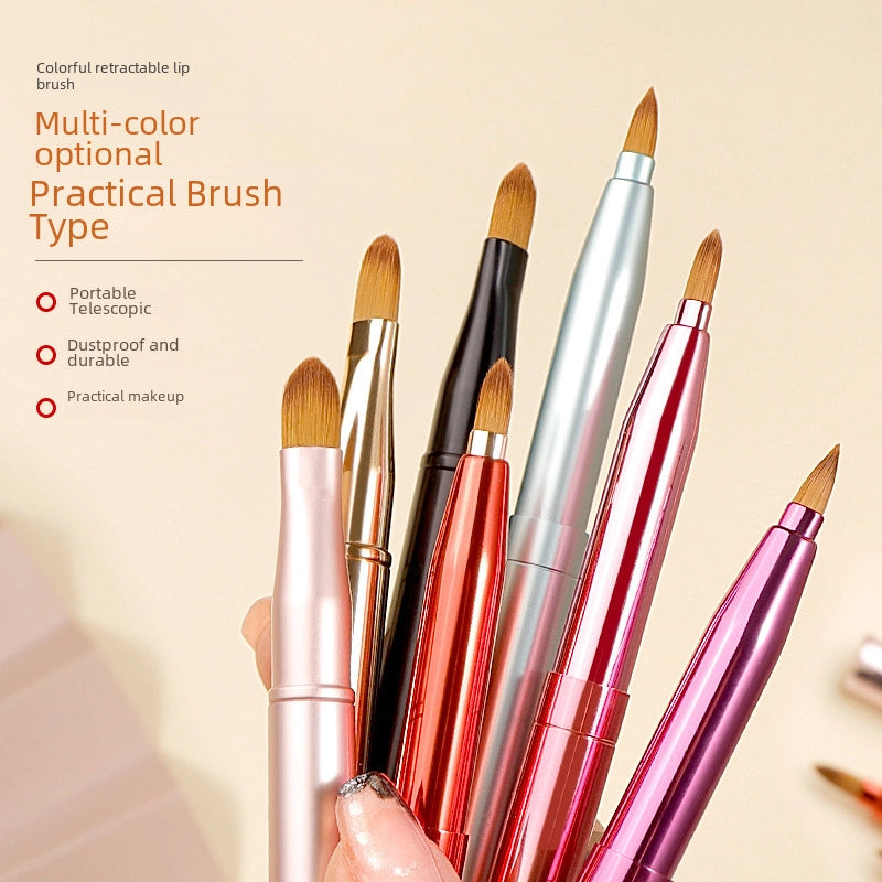 Retractable Lip Brush Double Head With Cover Concealer Makeup Brush Lipstick Brush Portable Lip Brush Multifunctional Makeup Tool