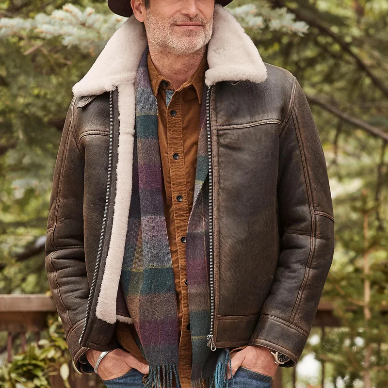 Heavy Wool Lined Zip-Up Leather Jacket