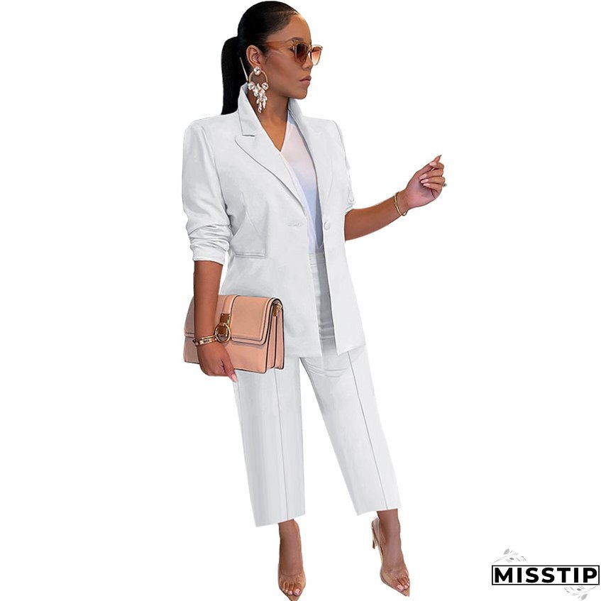 Fall Fashion Solid Color Women's Blazer Two Piece