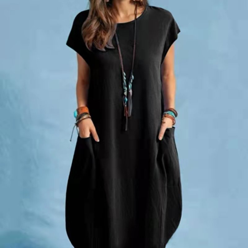 ⚡NEW SEASON⚡Comfortable Resort Cotton Linen Pocket Midi Dress