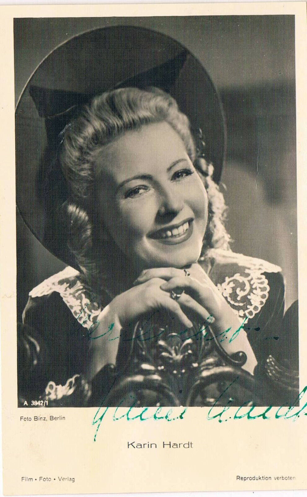 Karin Hardt 1910-92 autograph signed postcard Photo Poster painting 3.5x5.5