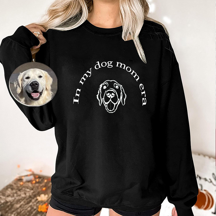 In My Dog Mom Era Custom Dog Face Embroidered Sweatshirt T-shirt Hoodie