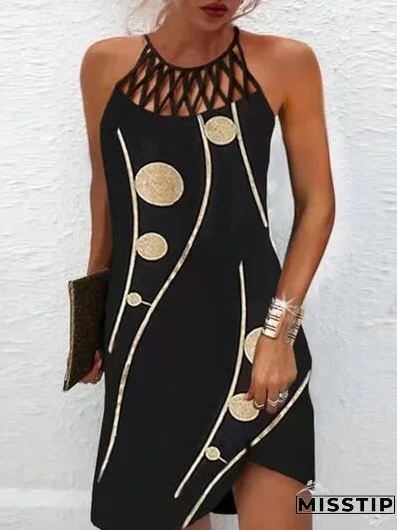 Printed Grecian Neck Mini Dress