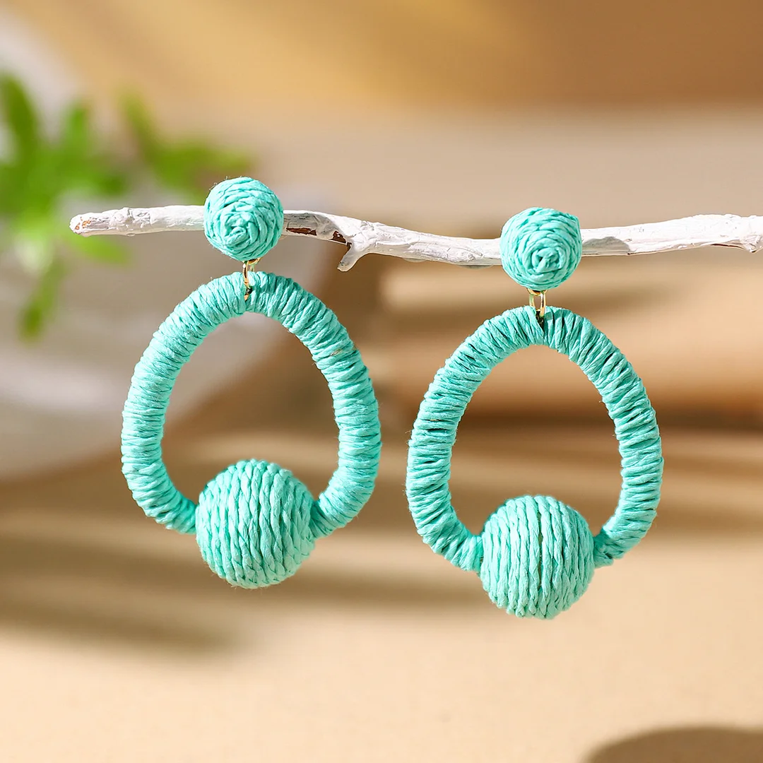 Women's Holiday Bohemian Style Raffia Hand-woven Earrings