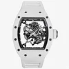 Richard Mille RM055 Bubba Watson White Ceramic Watch Black Ceramic Skeleton dial white Rubber Strap Super Clone
