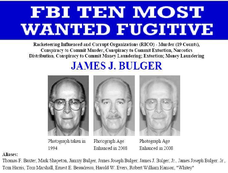 WHITEY BULGER WANTED POSTER 8X10 Photo Poster painting MAFIA ORGANIZED CRIME MOB MOBSTER PICTURE