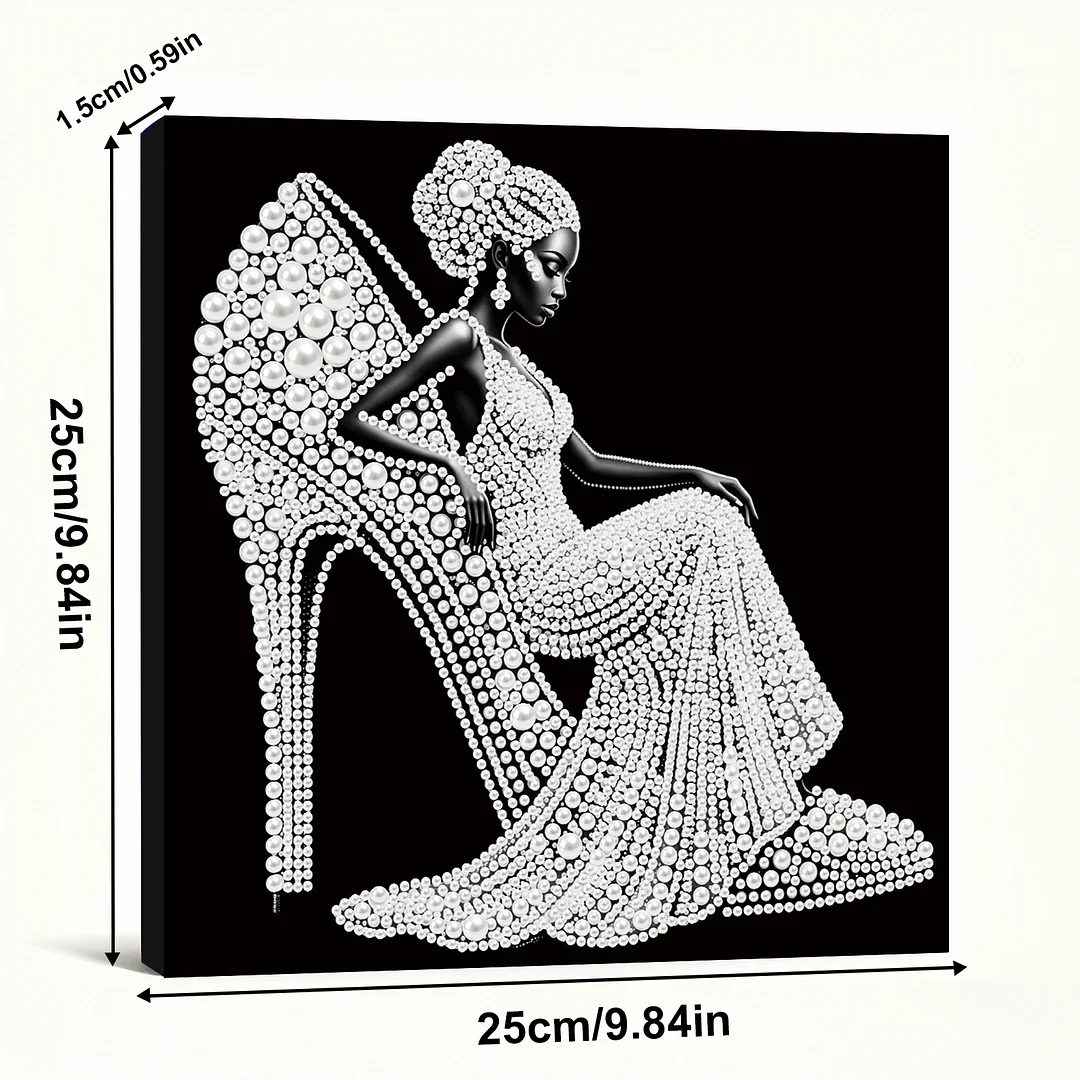 Girl In High Heels - DIY Pearl Diamond Art Kit With Frame 25*25cm
