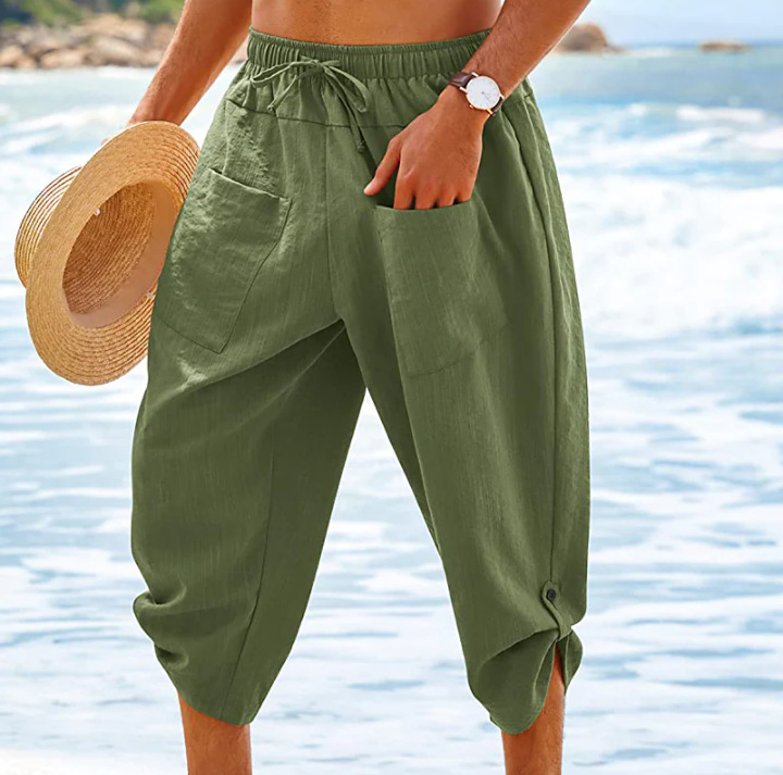 Men's Linen Shorts Beach Shorts Capri Pants