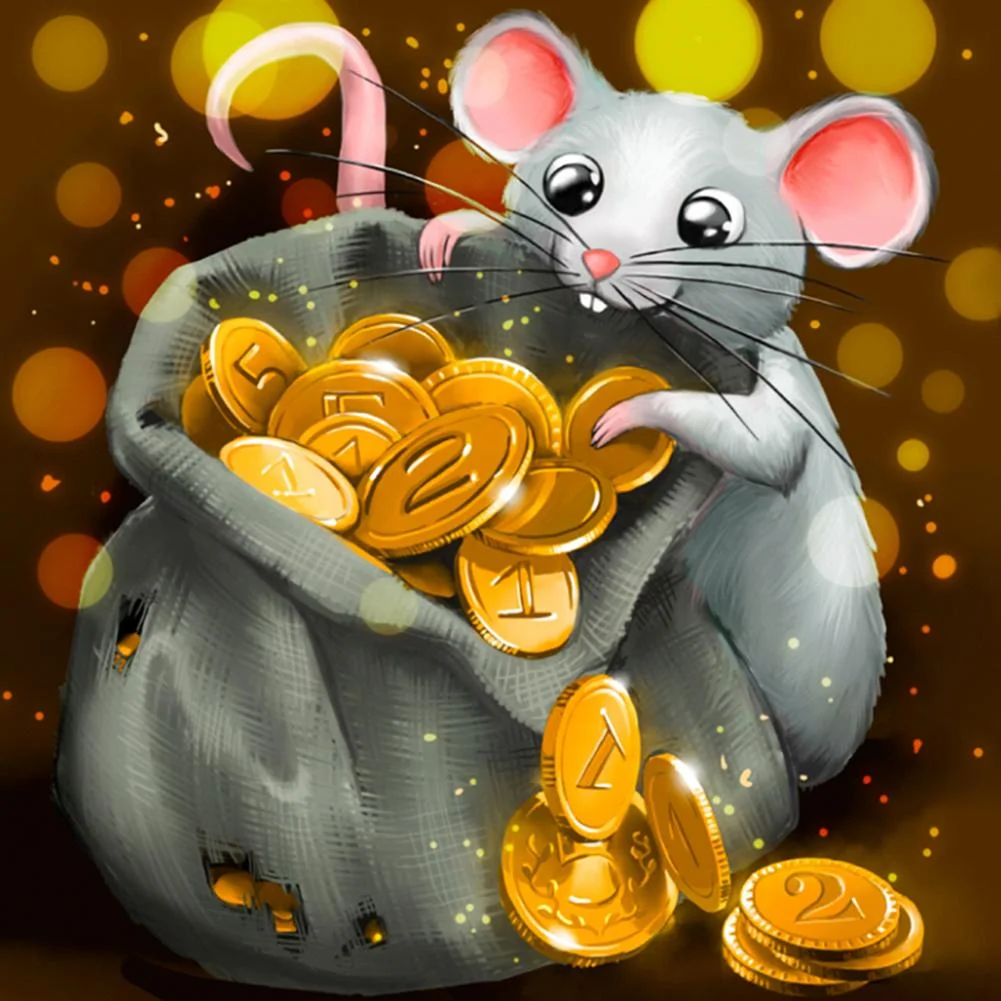Full Round Diamond Painting - Money Mouse(30*30cm)