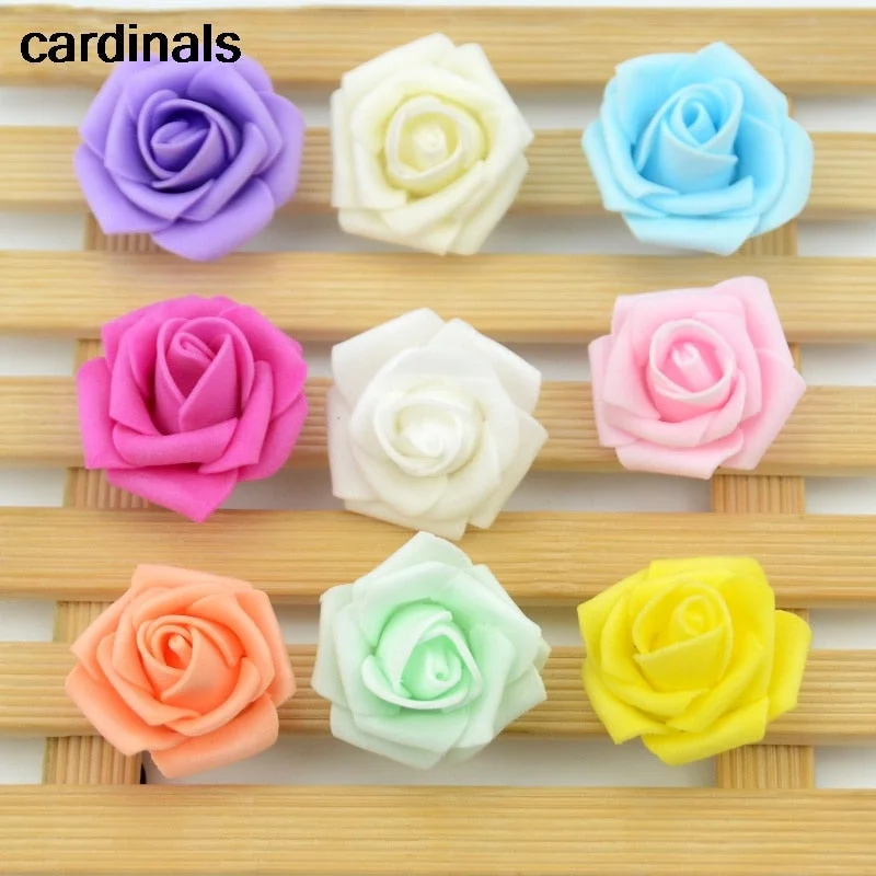 20pcs/lot 4cm Mini Artificial PE Foam Rose Flower Heads Wedding Home Decoration Handmade Diy Christmas Fake Flower Ball Craft