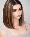 5x5 Lace Closure Wig Wig Straight Wig 12inches Bob black Hair Pre Plucked Human Hair Wig