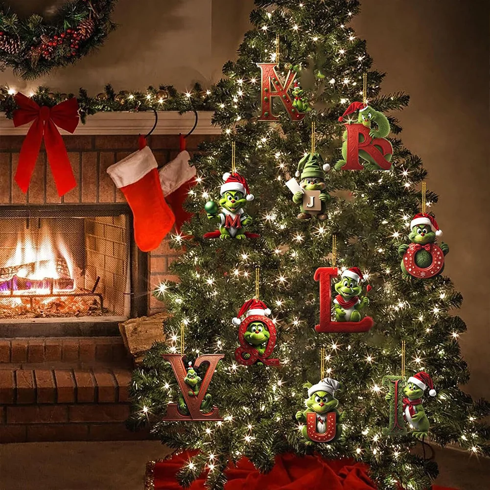 Christmas Acrylic Grinch Xmas Tree Hanging Ornament Hanging Green Monster Decor