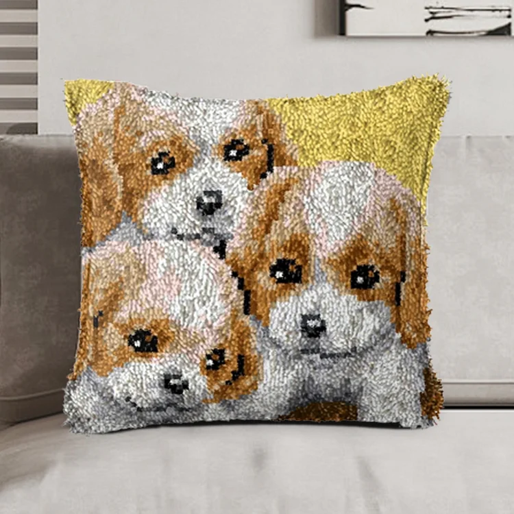 Three Puppies Pillowcase Latch Hook Kits for Beginners veirousa