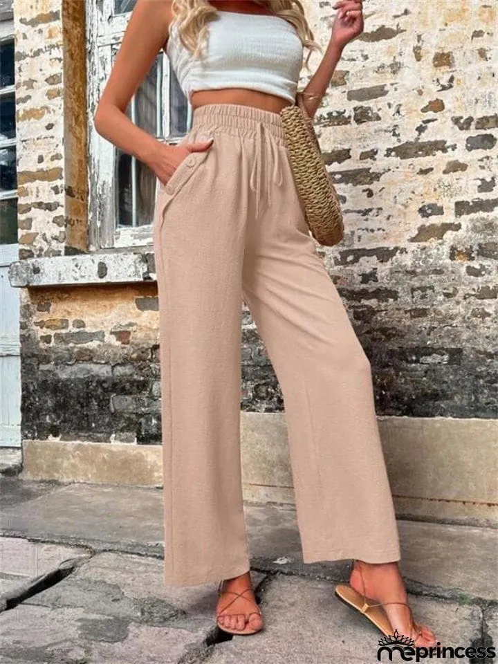 Ladies Stylish New High-rise Solid Casual Pants