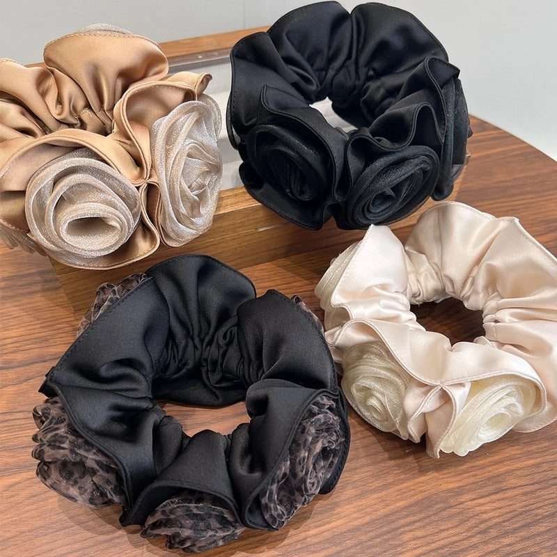 Minimalist Women's Flower Leopard Satin Hair Tie
