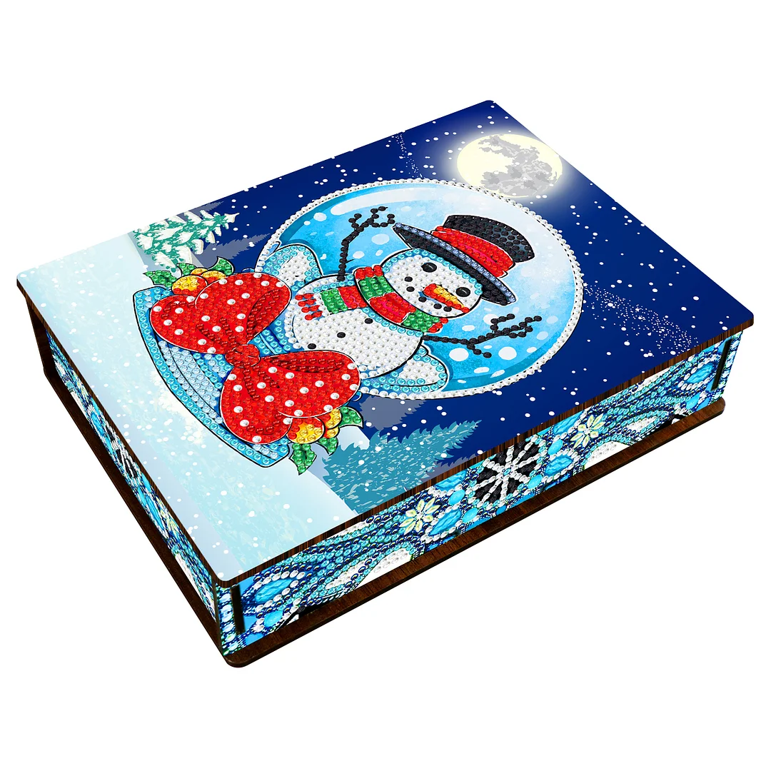 DIY Christmas Diamond Painting Jewelry Storage Box Wood Cartoon Diamond Painting Organizer Case Holder Mosaic Art Kit Handmade Gifts Craft
