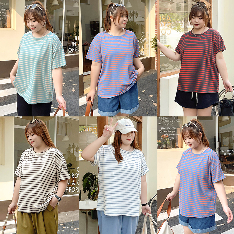 Plus-Size Slimming Striped Tee - Summer Breeze Comfort Fit for Women