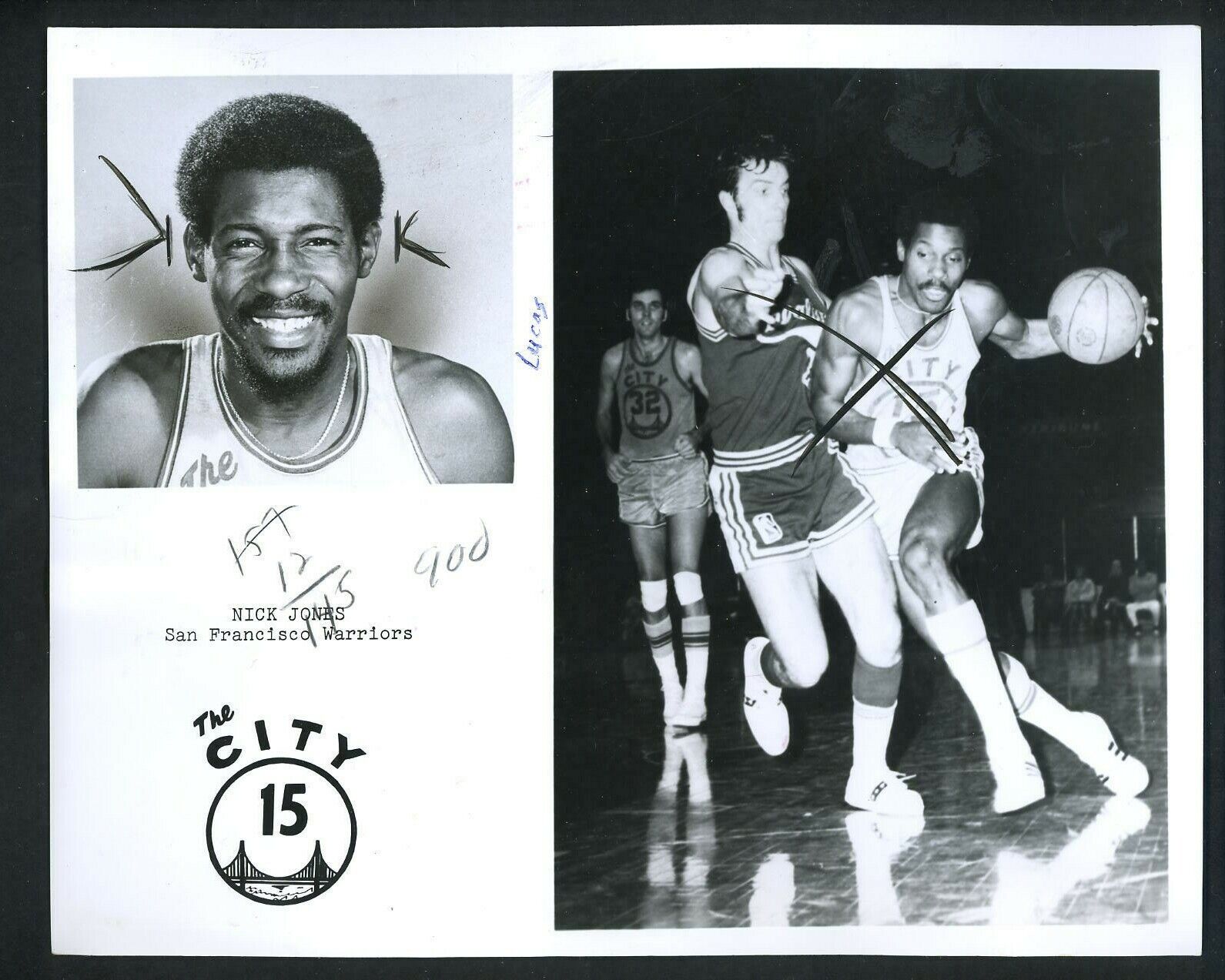 Nick Jones San Francisco Warriors team issued 1971 Type 1 Press Photo Poster painting