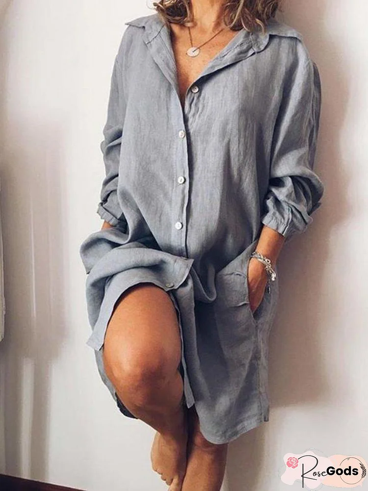 Women V Neck Long Sleeve Casual Women Dress