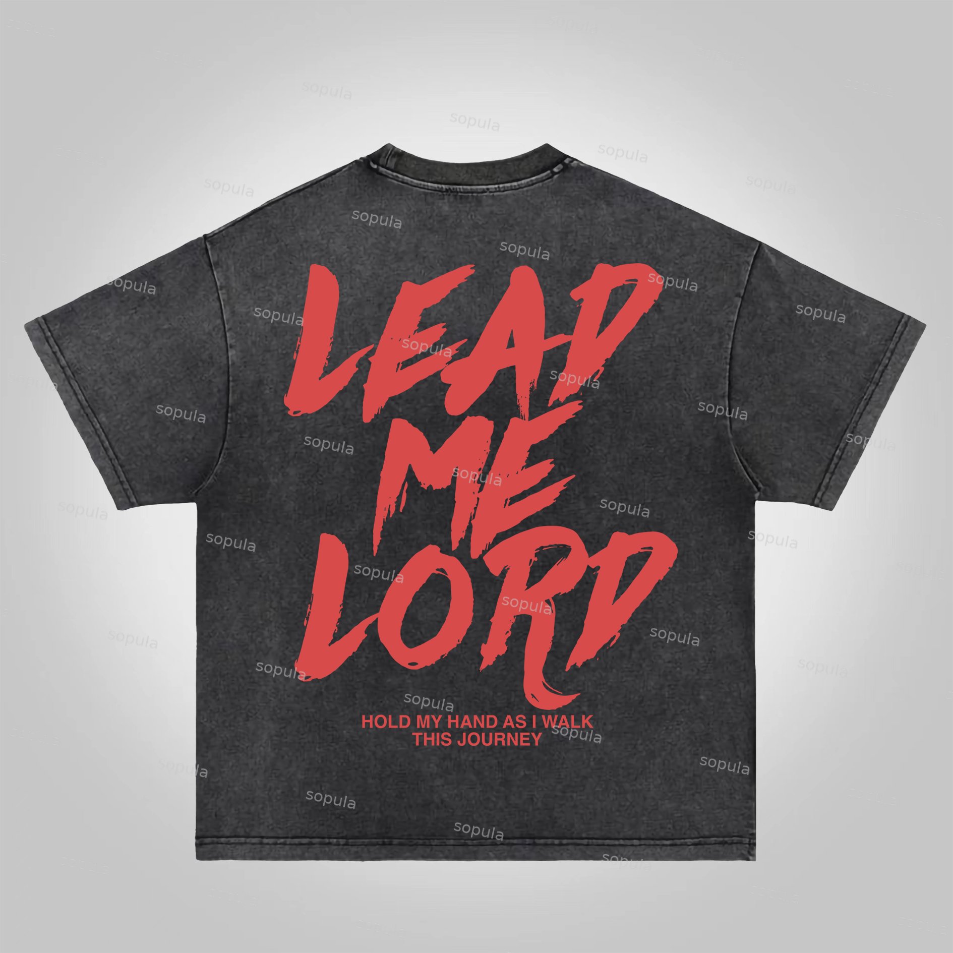 Sopula Lead Me Lord Slogan Graphics Acid Washed T-Shirt