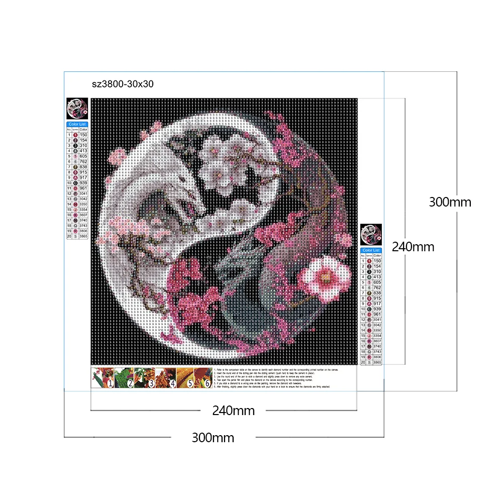 Diamond Painting - Full Round Drill - Yin Yang Dragon(30*30cm)