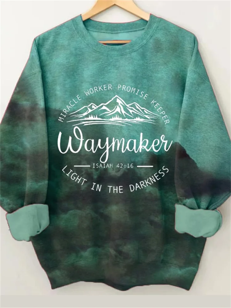 Wearshes Way Maker Mountains Print Long Sleeve Sweatshirt