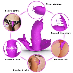 3-in-1 Electric Shock Tongue Licking Clitoral and Vaginal Stimulator with Remote Control