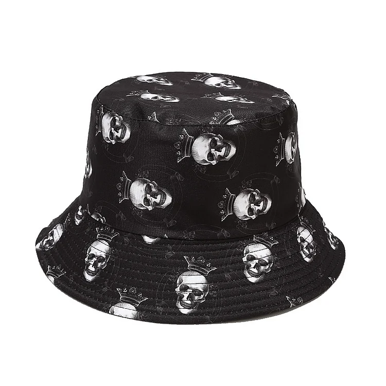 Skull Hat Full Printing Reversible Bucket Hats Summer Hats at Hiphopee