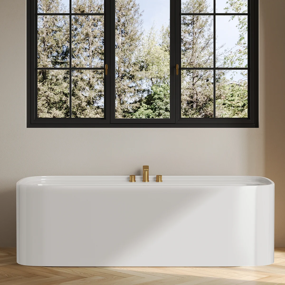 70 inch Thaine Antique Black Copper Double-Slipper Pedestal Tub - Polished Interior, Vassor Freestanding Tub Faucet in Matte Black