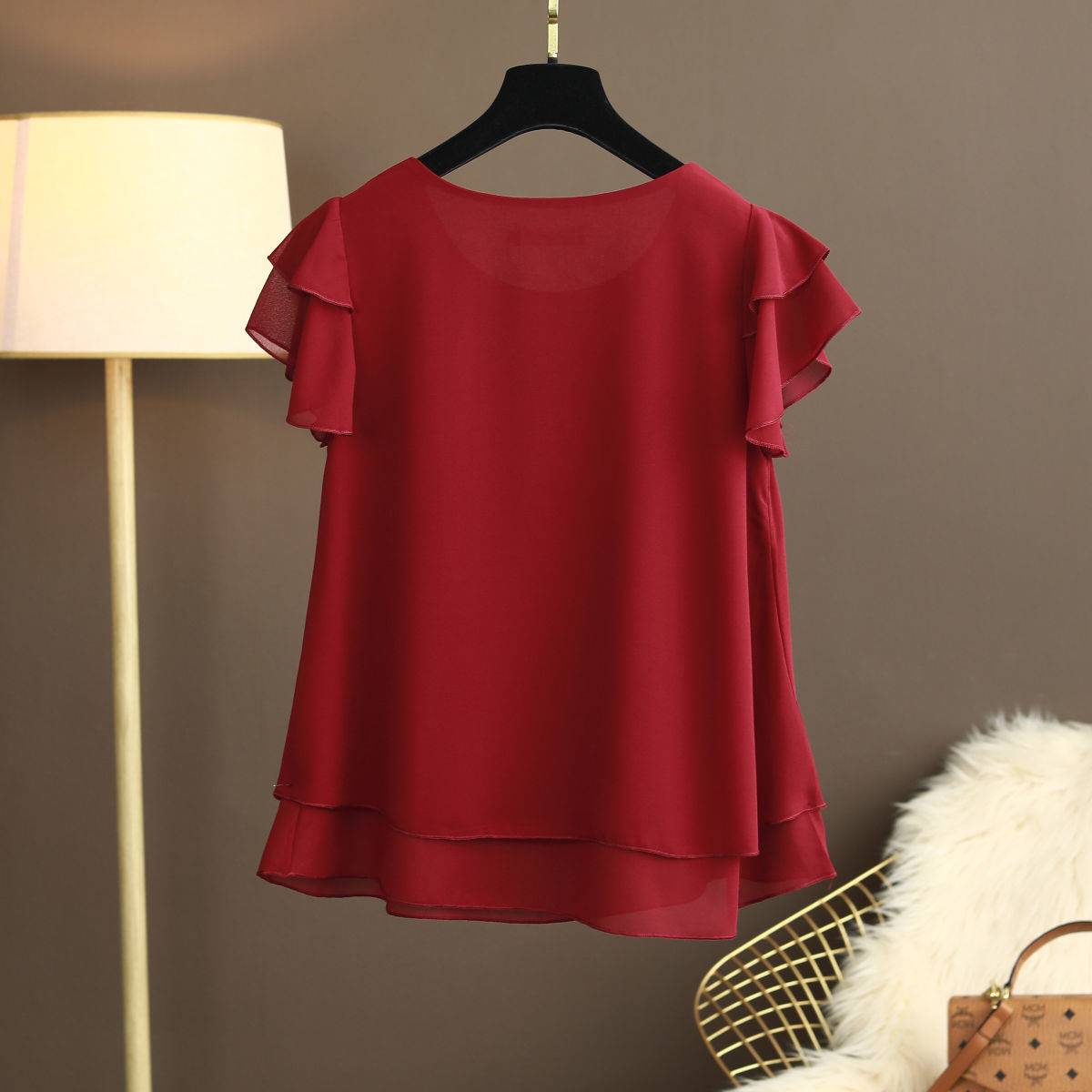 Ballifyex New Summer Women Blouse Loose O-Neck Chiffon Shirt Female Short Sleeve Blouse Oversized 6XL Shirts womens tops and blouses Top