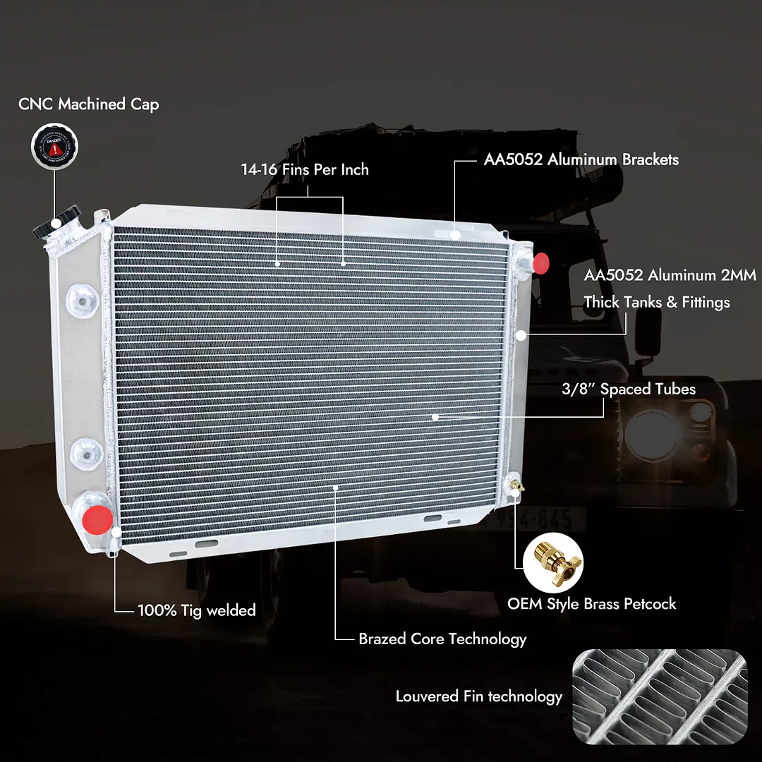 ALLOYWORKS 3-Row Aluminum Radiator With Shroud & Fans For Ford Mustang 1979-1993 GT LX 5.0L V8 - Direct Fit, Silver