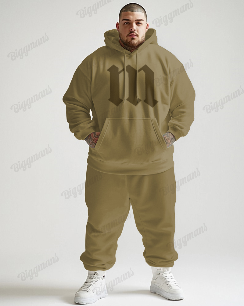 Fashionable Simple Large Letter Cloth Color Printed Plus Size Hoodie Suit