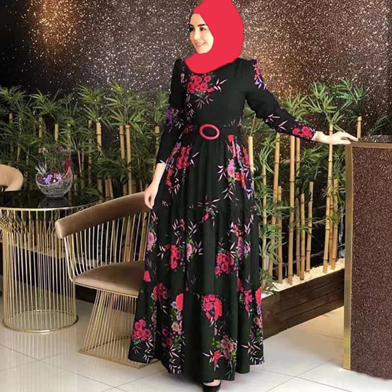 Brownm Brownm East New Printing Mid-Rise Four-Color Temperament Commuting Four-Sided Bullet Printing Without Velvet Dress 1148