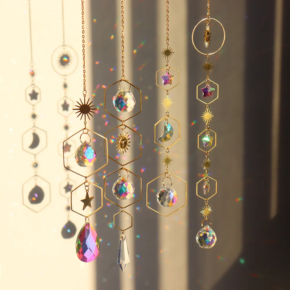 Crystal Wind Chime Ball Star Pendant Hanging Garden Home Xmas Party Decor