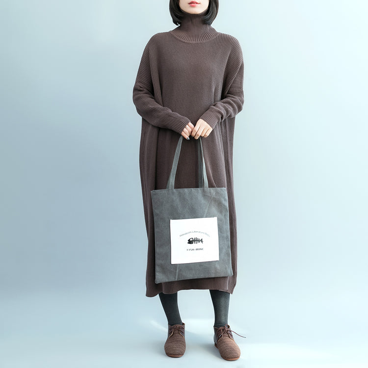 VCSHOES chocolate Sweater weather Vintage Fuzzy high neck knitwear