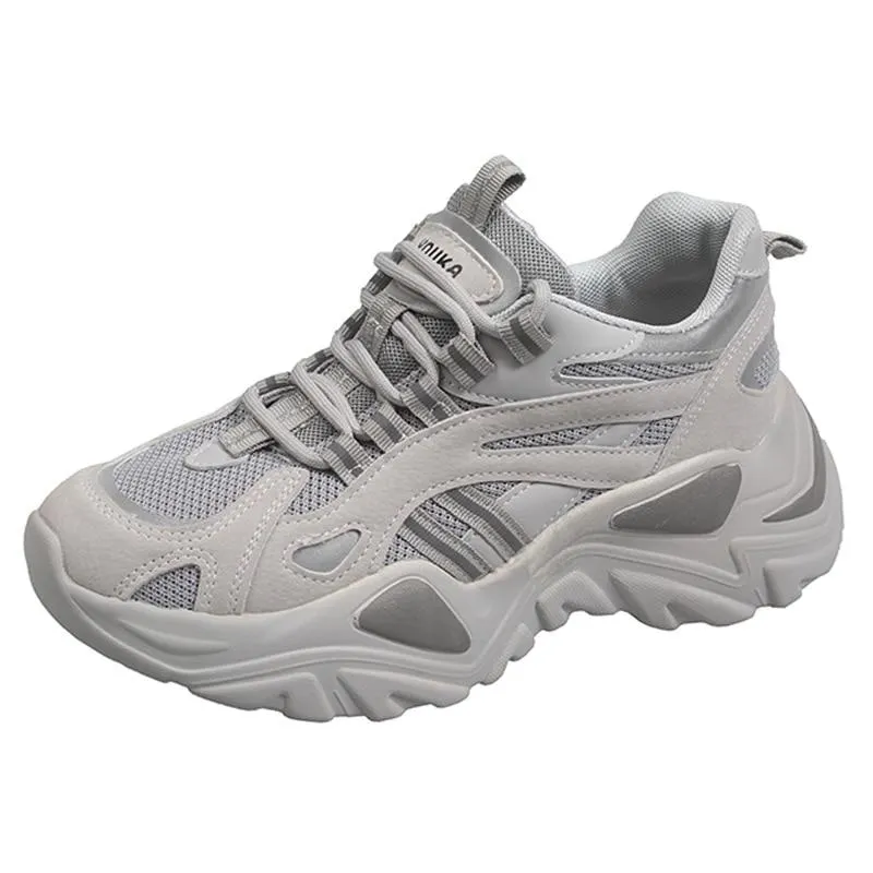 Fashion Blue Sneakers Women Spring 2021 PU Leather Ladies Platform Shoes Height Increasing Fashion Solid Color Chunky Sneakers