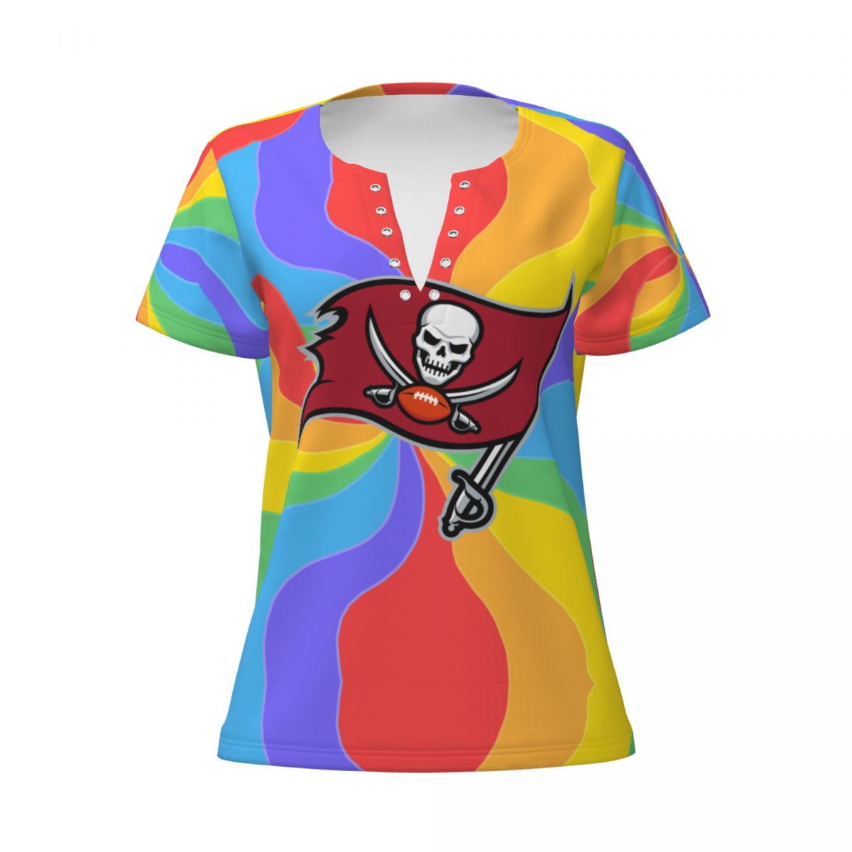 Tampa Bay Buccaneers Pride Women's Summer Tops V Neck T-Shirt