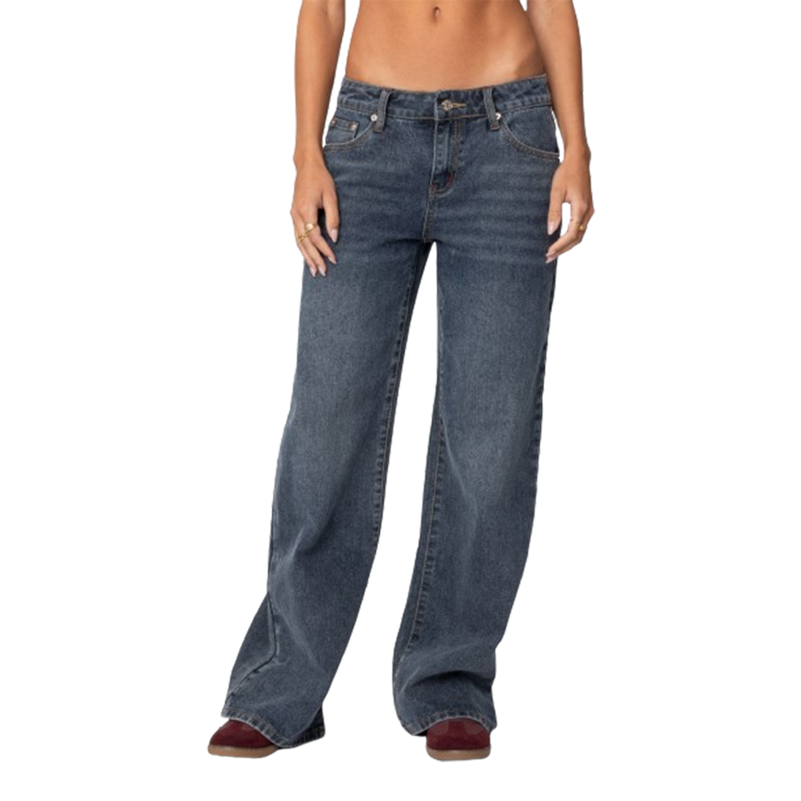 Lazycackle fall outfits korean Combhasaki Women’s Y2K Vintage Button Low Waist Washed Jeans Straight Leg Loose Fit Denim Long Pants Baggy Trousers with Pockets