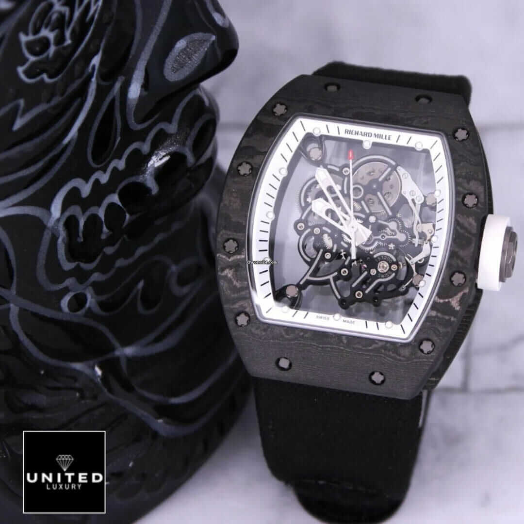 Richard Mille White Dial Black Bezel Replica front view