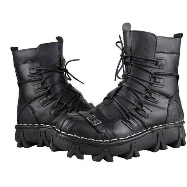 Men's Lace-up Cowhide Genuine Leather Work Boots Military Uniform Boots Motorcycle Martin Boots Combat Boots