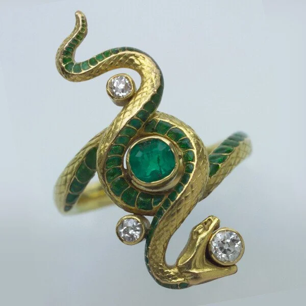 Golden Wrapped Snake Emerald Ring