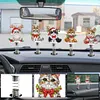 5PCS 2D Flat Xmas Cat DIY Diamond Painting Shake Car Ornaments for Center Console