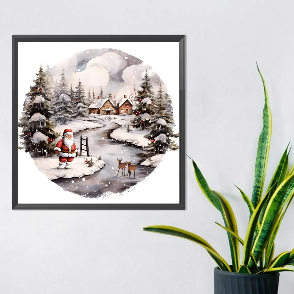 Full Round Diamond Painting 30*30cm - Santa Claus In The Snow