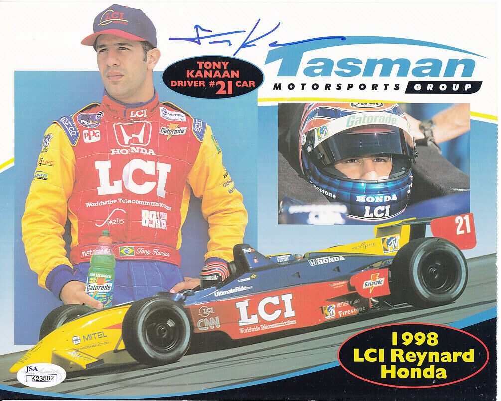 Tony Kanaan autographed signed auto 1998 Tasman Motorsports 8x10 Photo Poster painting card JSA