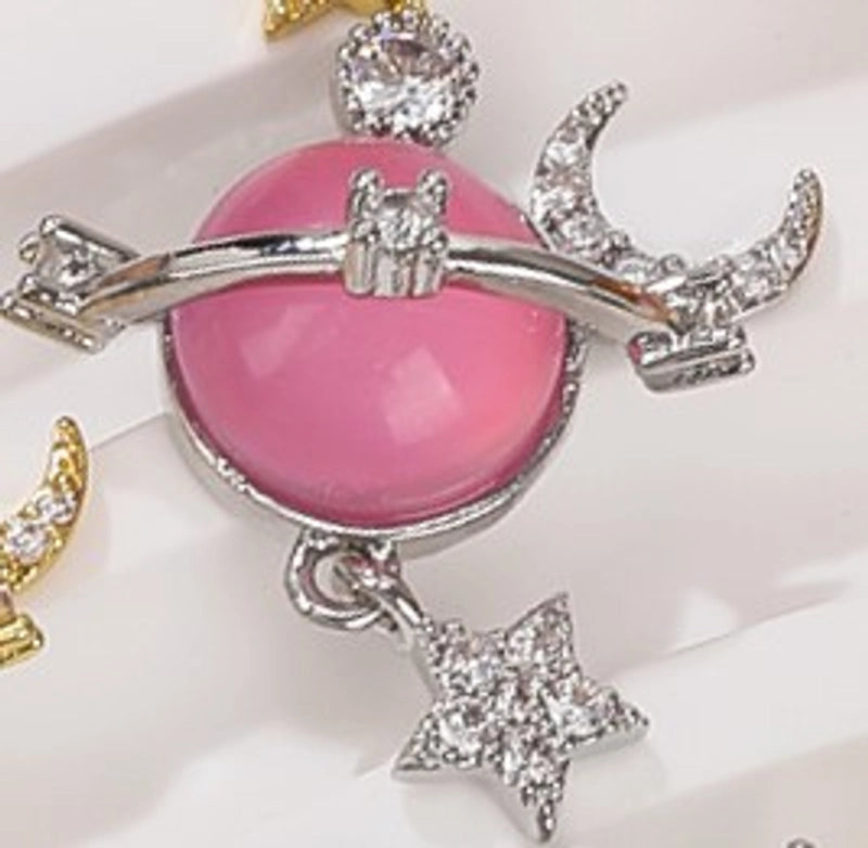 1 Piece Resin Copper Zircon 18K Gold Plated Star Moon Jewelry Accessories Pendant