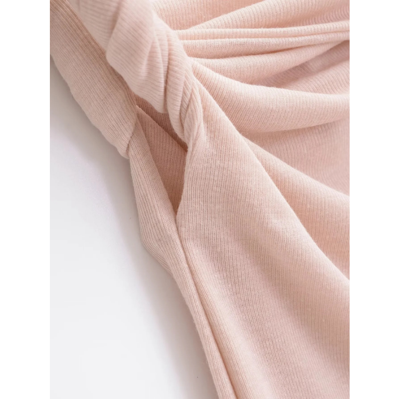 Ootddress Twist Off-Shoulder Slim T-shirt Solid Patchwork Elegant Backless Women's Top Y2k Top Pleated Casual Strapless Pullover Tee