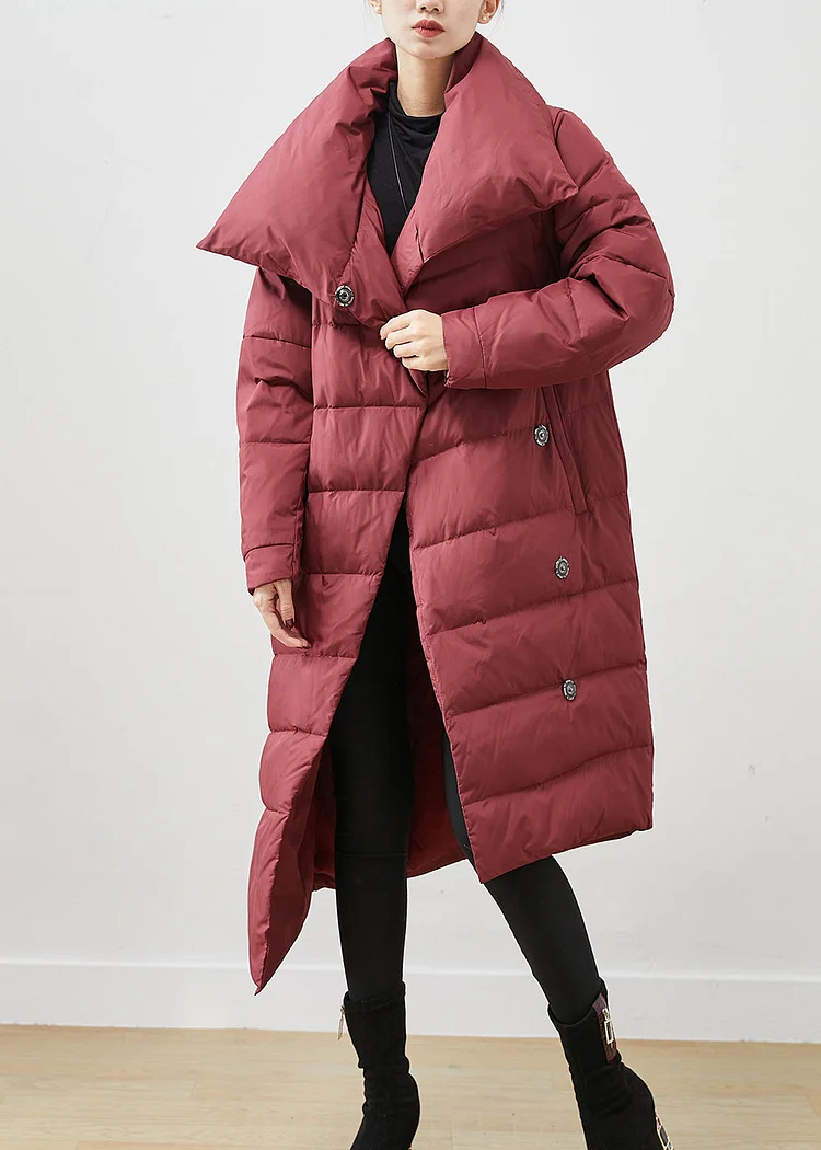 Women Mulberry Asymmetrical Warm Duck Down Puffer Jacket Winter