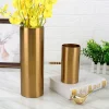 Simple Golden Round Column Metal Vase for Dry Flower Decoration