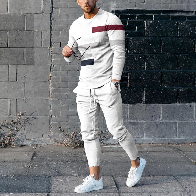Casual Countercolor Stripes T-Shirt And Pants Co-Ord