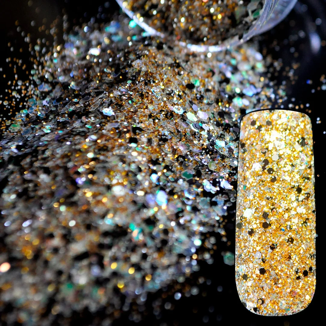 Snow White Glitter Nail Art Tool DIY Glitter Mix Manicure 3D Powder Small Pentagon Sequins Nail Supplies Decoration 270-Nail Inspo